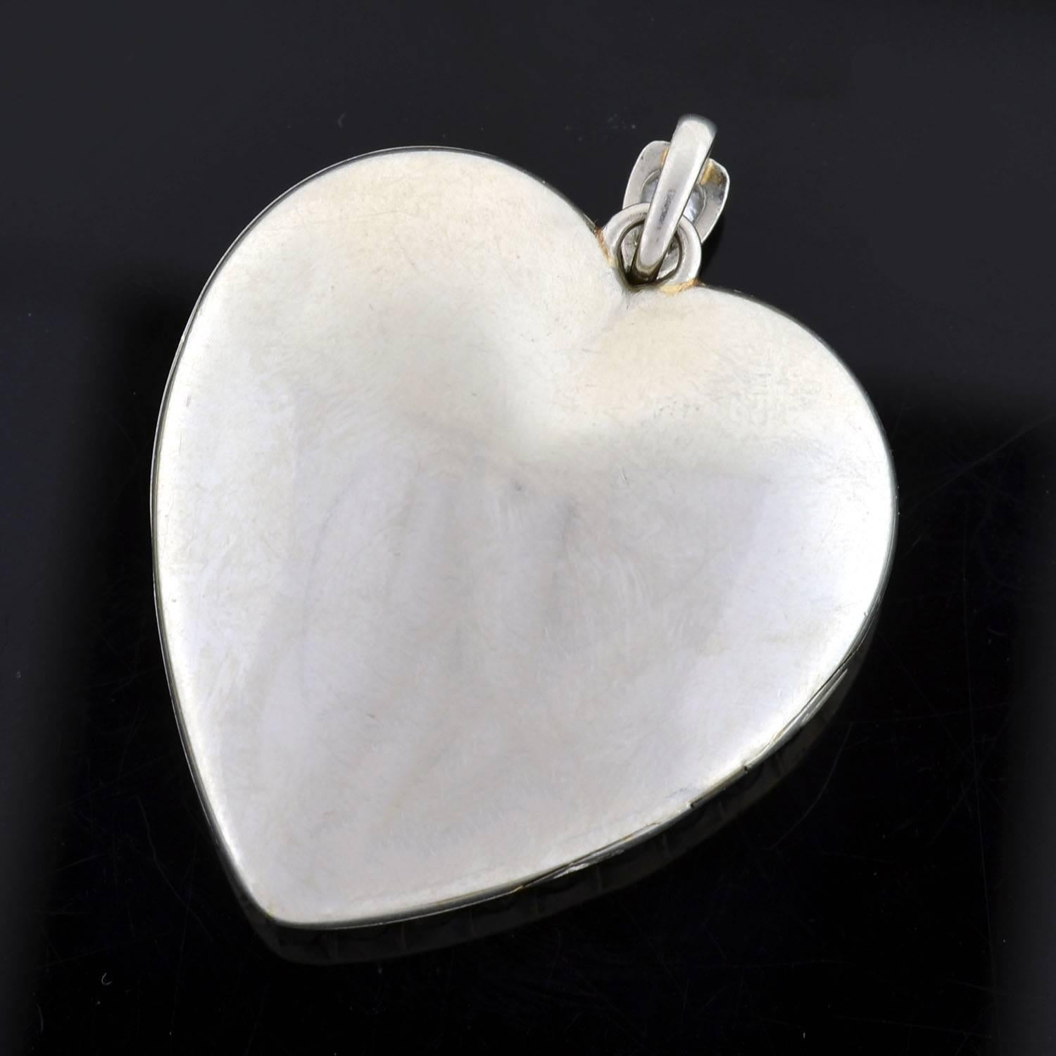 Edwardian 10.00 Total Carat Diamond Heart Locket Pendant  In Good Condition In Narberth, PA