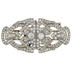 Art Deco Diamond Platinum Encrusted Pin Clips