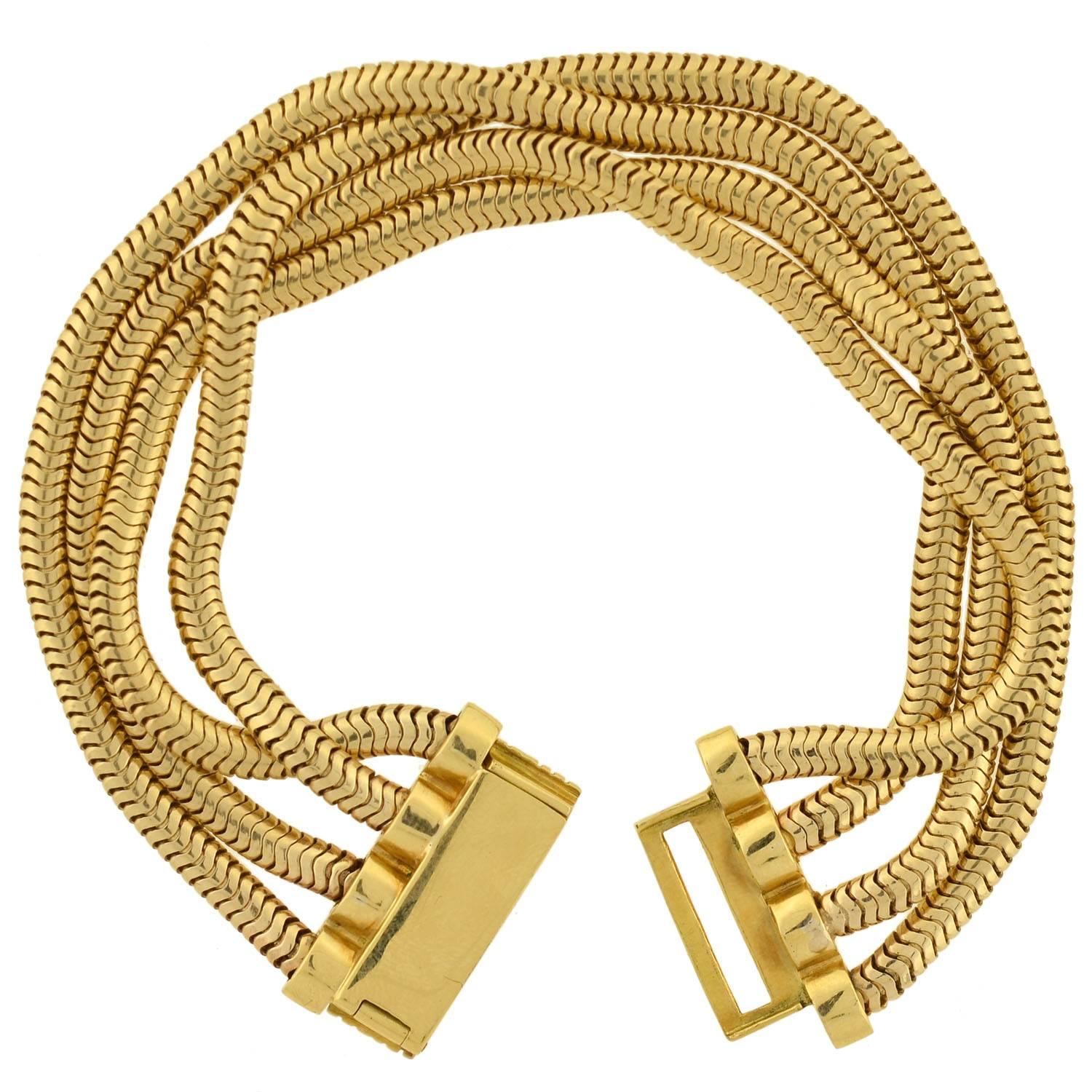 Contemporary Tiffany & Co. Paloma Picasso Gold Multi Snake Chain Bracelet