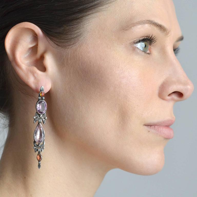 Antique Foil Back Rock Crystal Silver Earrings at 1stDibs