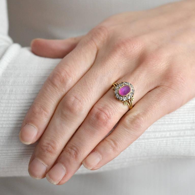 Victorian 0.95 Carat Pink Star Sapphire Diamond Ring 5