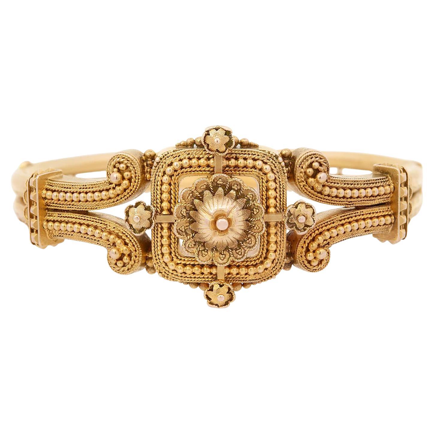 Victorian 15k Etruscan Bangle Bracelet
