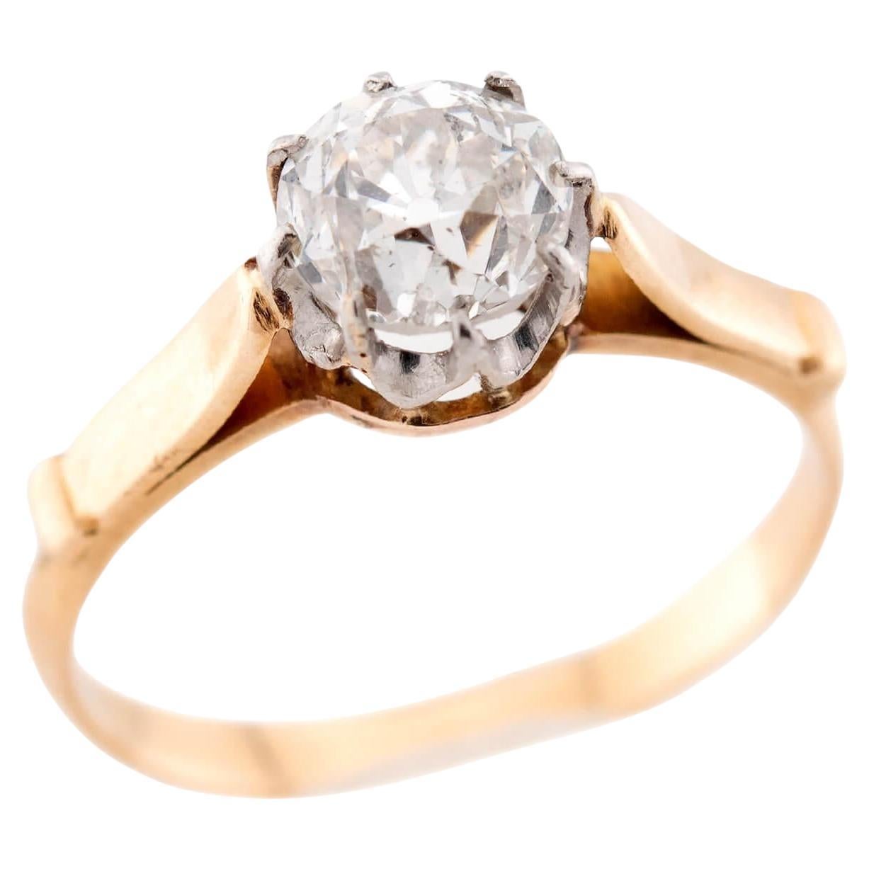 Bague de fiançailles édouardienne en 18k/platine avec diamant 1ct en vente