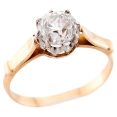 Bague de fiançailles édouardienne en 18k/platine avec diamant 1ct