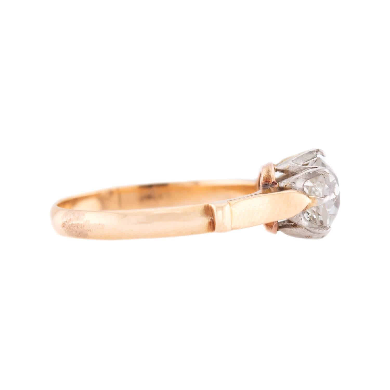 Édouardien Bague de fiançailles édouardienne en 18k/platine avec diamant 1ct en vente