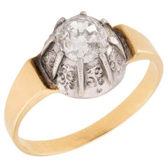 Bague de fiançailles victorienne en argent 18k et diamant .85ct