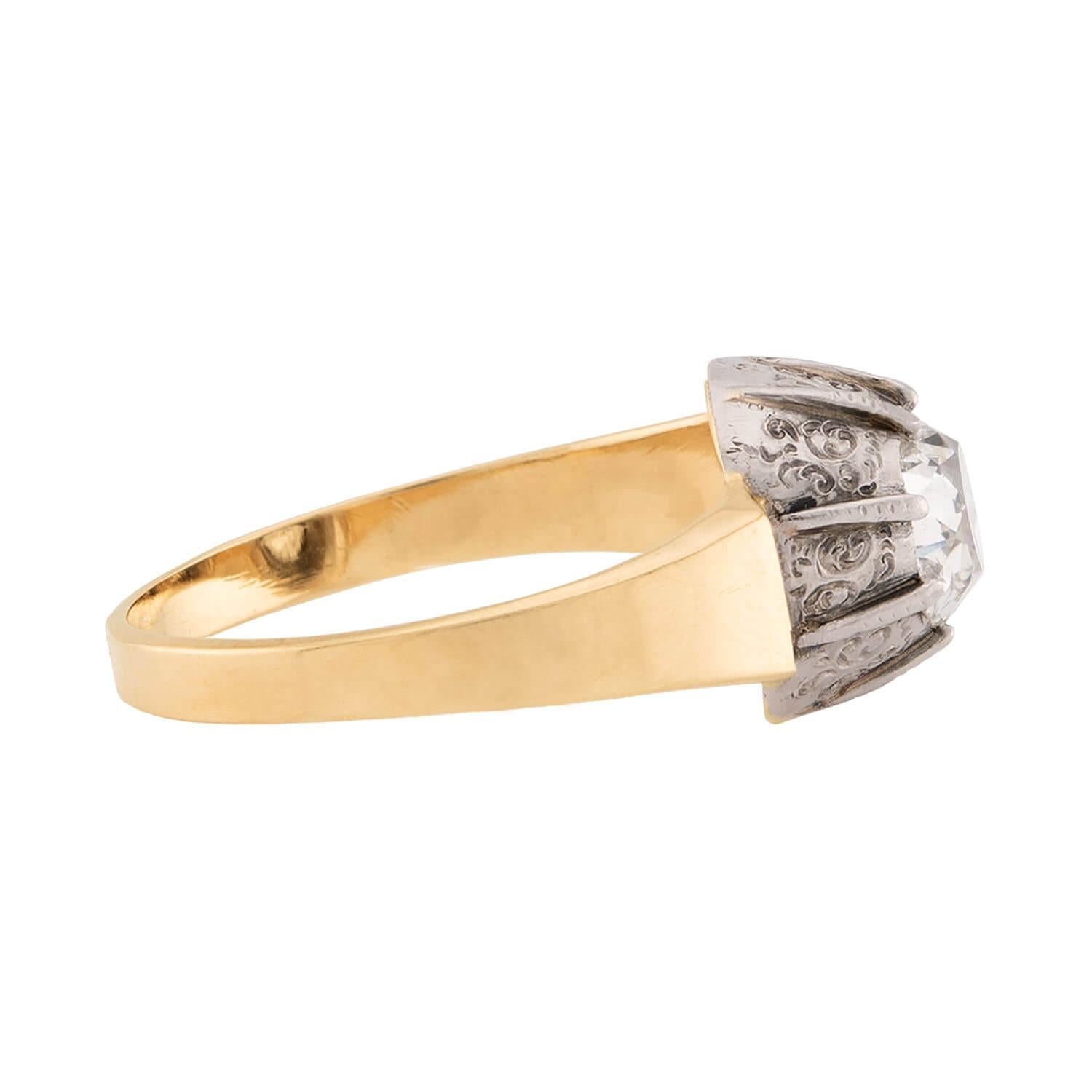 Vittoriano Anello di fidanzamento vittoriano con diamante da 0,85 carati in argento e 18 carati in argento sterling in vendita