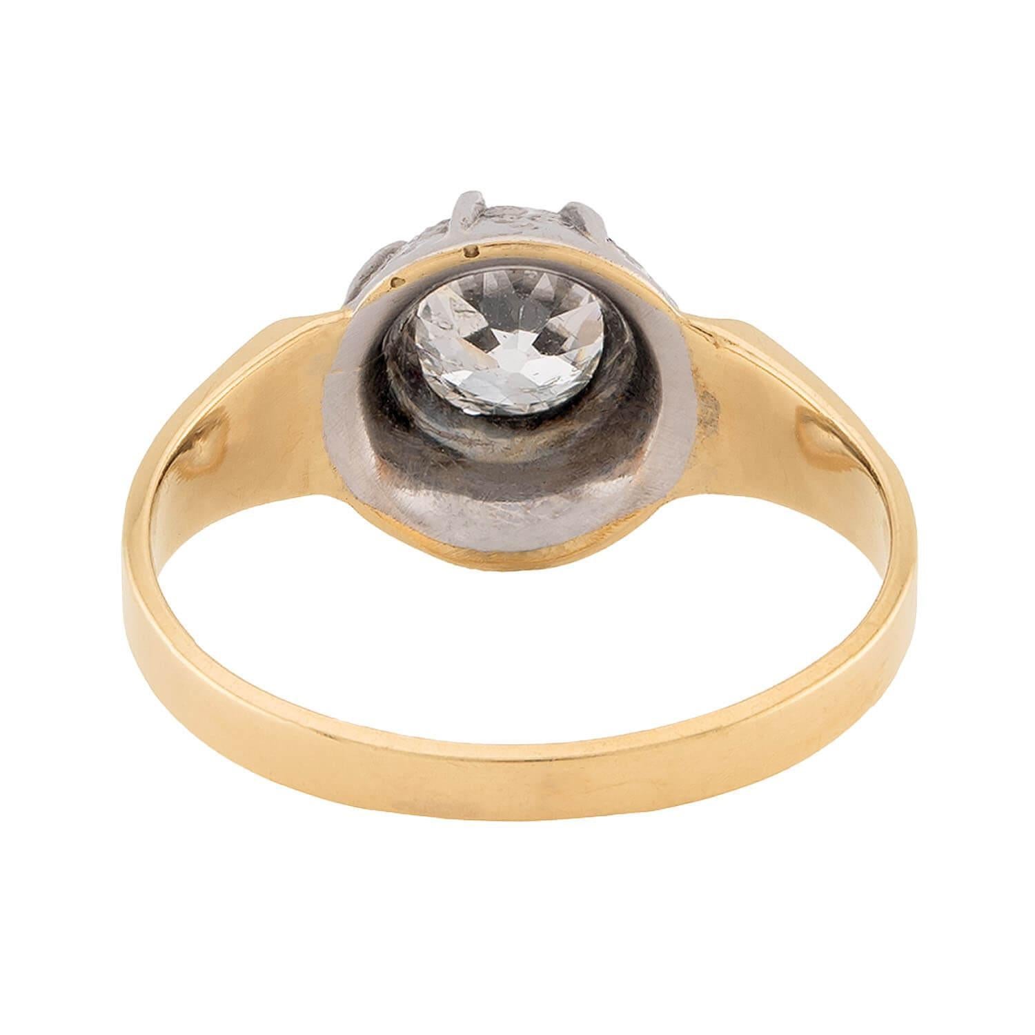 Anello di fidanzamento vittoriano con diamante da 0,85 carati in argento e 18 carati in argento sterling In condizioni buone in vendita a Narberth, PA