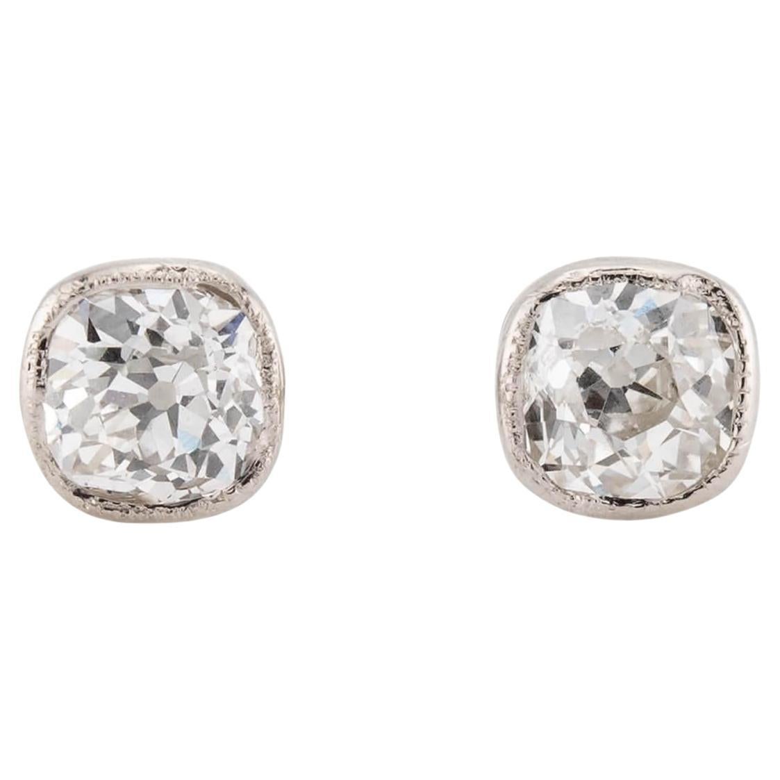 Boucles d'oreilles en diamant 18k Estate