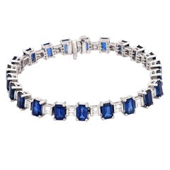 Estate Platinum Sapphire and Diamond Tennis Bracelet