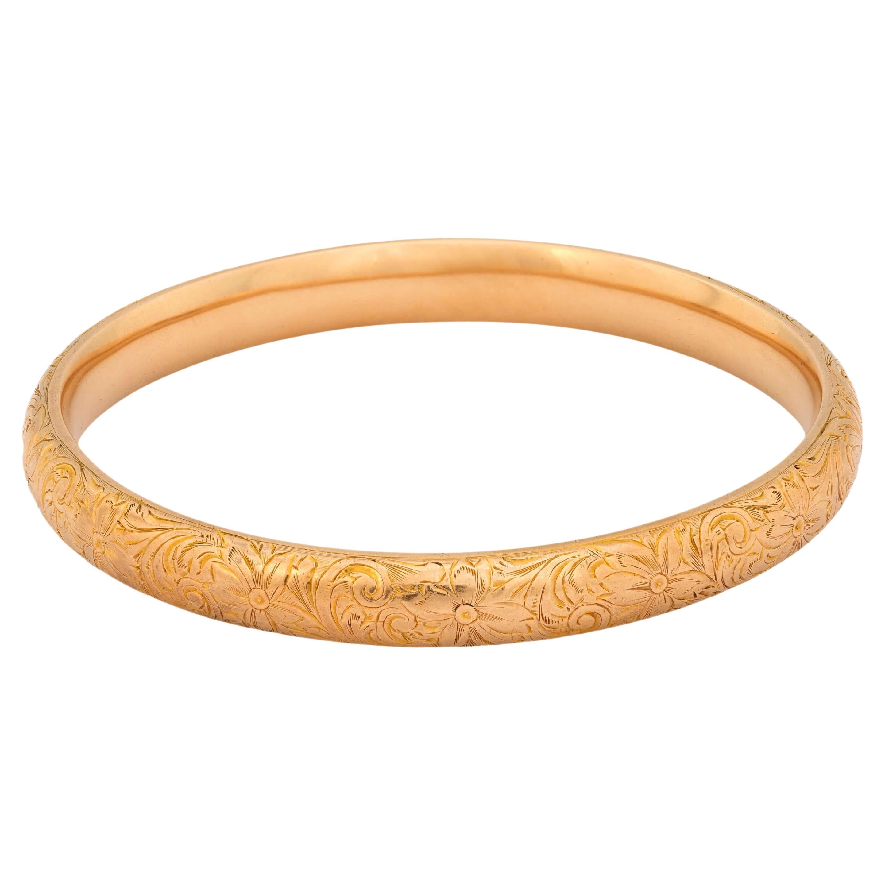 RIKER BROS. Art Nouveau 14k Bangle en vente