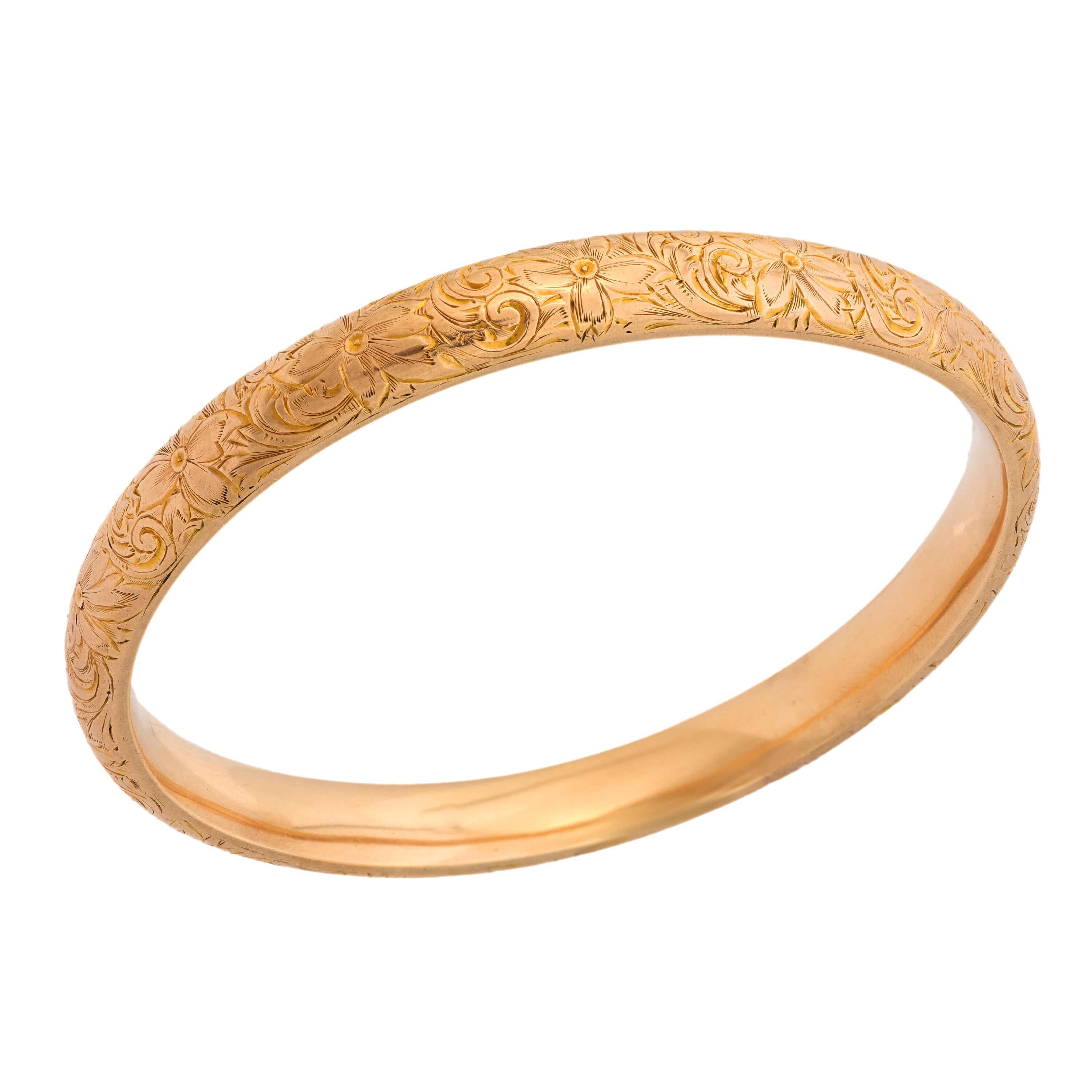 Art nouveau RIKER BROS. Art Nouveau 14k Bangle en vente