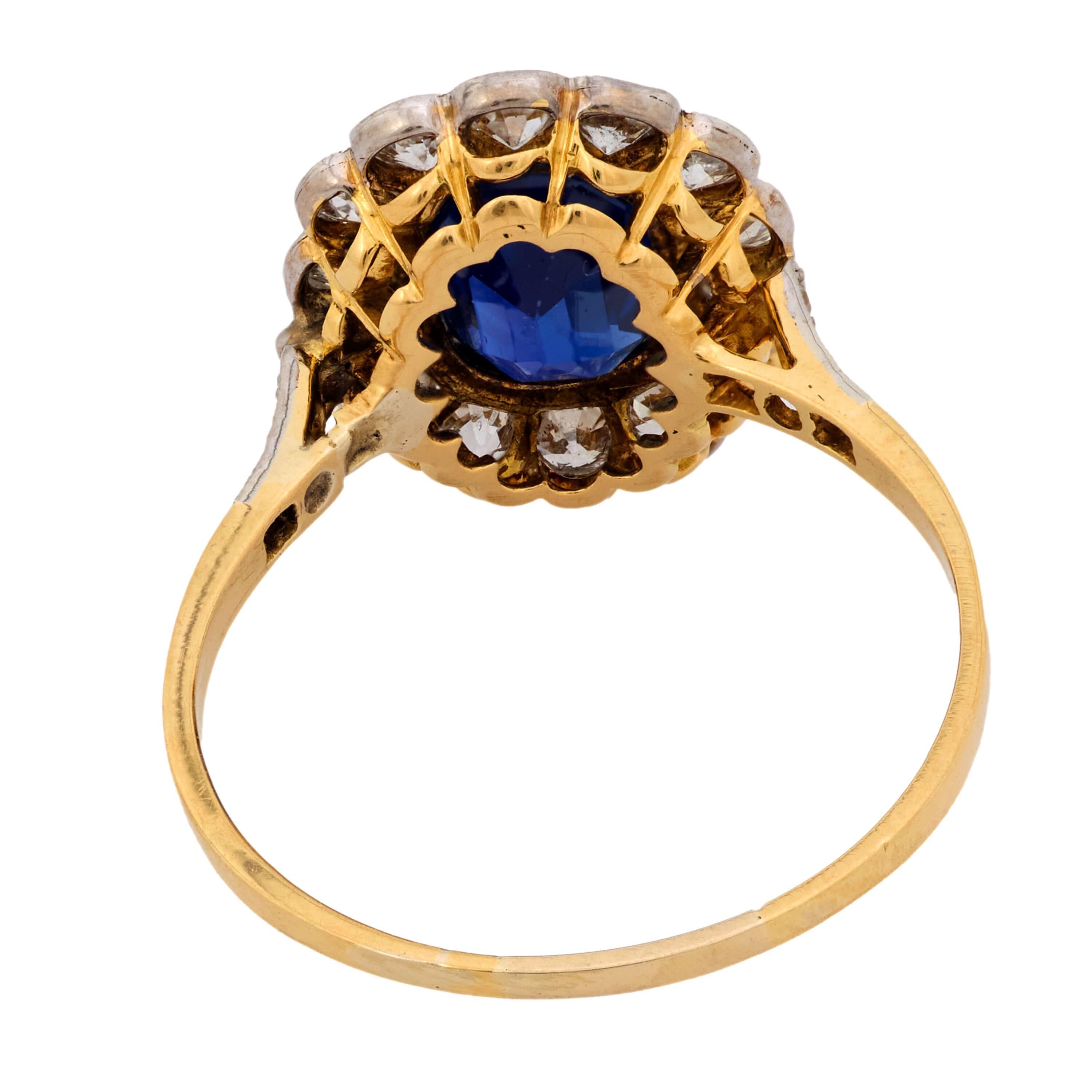 Bague édouardienne en platine/14k avec saphir et diamant Bon état - En vente à Narberth, PA