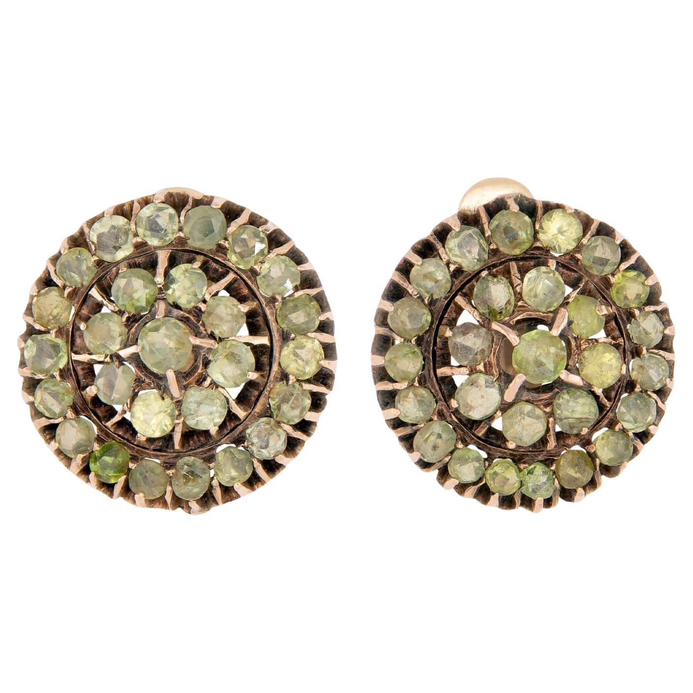 Viktorianische 14k Chrysoberyll Cluster Ohrringe im Angebot