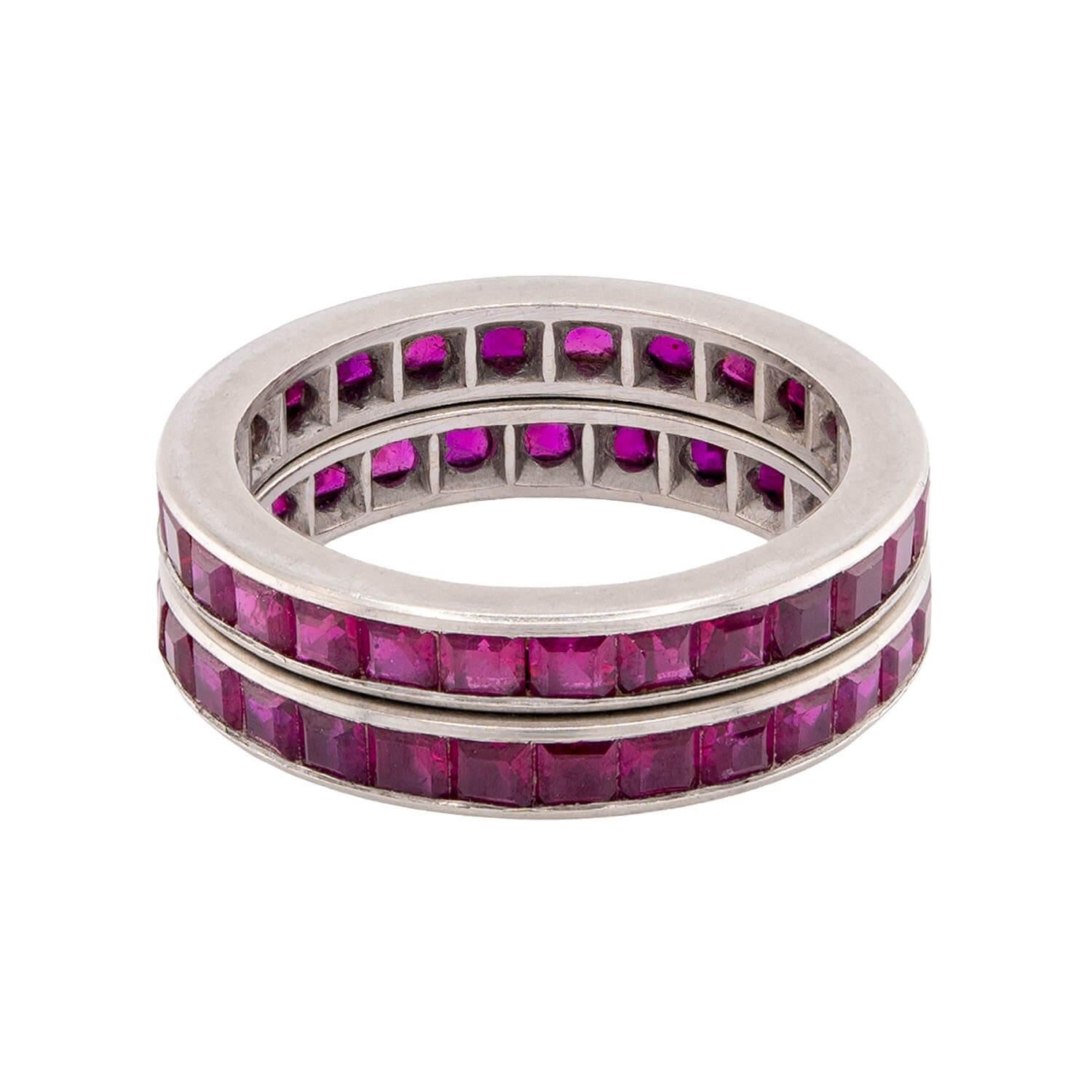 Taille française Art Deco 14k Ruby Eternity Bands en vente