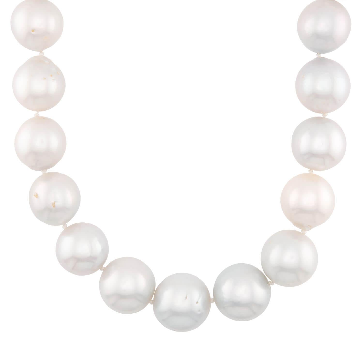 Estate 18k Perle und Diamant-Halskette 18"
