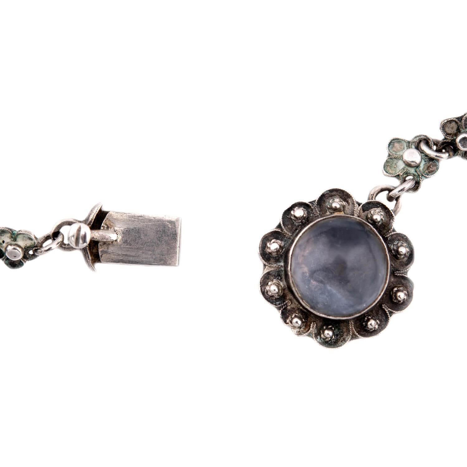 Collier victorien en argent sterling avec feston en pierre de lune Bon état - En vente à Narberth, PA