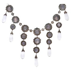 Victorian Sterling Silver Moonstone Festoon Necklace