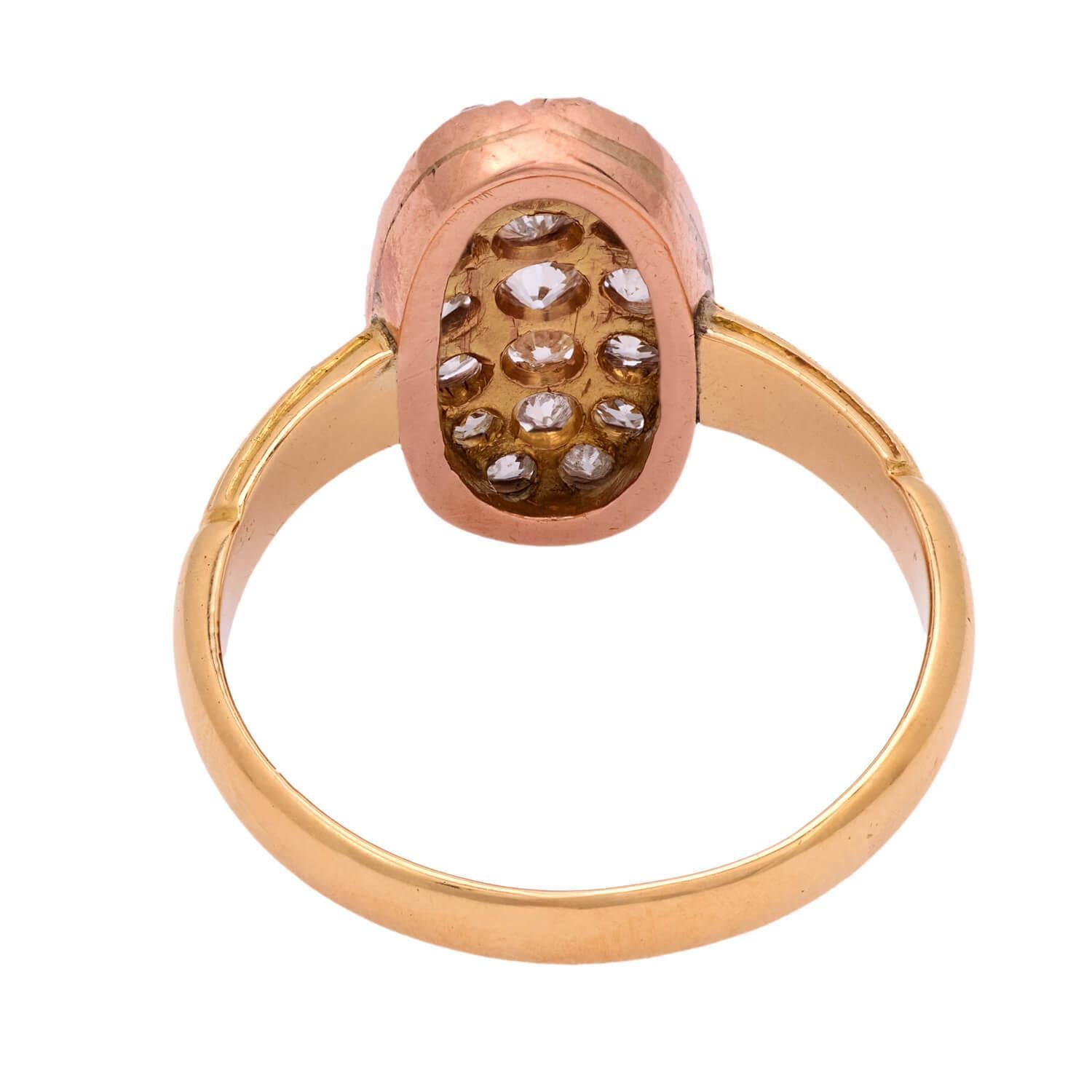Bague Victorienne 18k à Navette Diamantée Pour femmes en vente