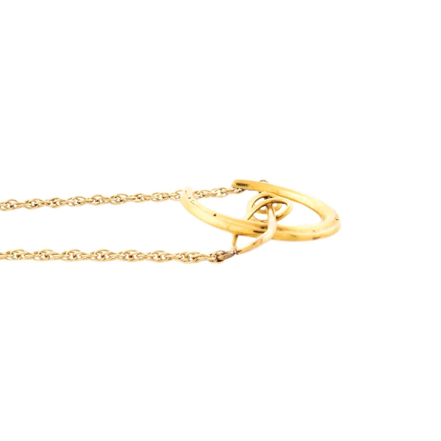 Art nouveau Collier Art Nouveau 14k avec pendentif fer à cheval et culture en vente