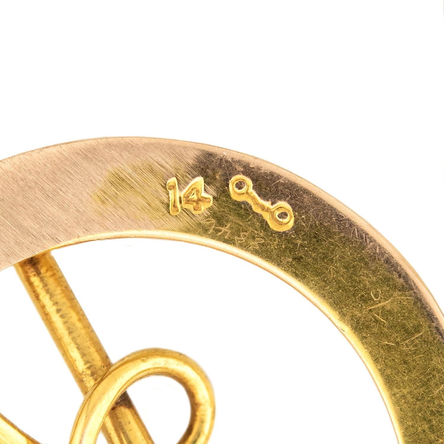 Collier Art Nouveau 14k avec pendentif fer à cheval et culture Pour femmes en vente