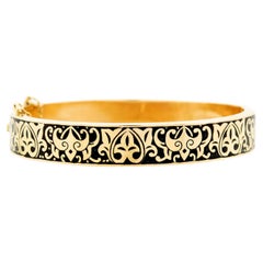 Viktorianischer 14k emaillierter Scharnier-Armreif