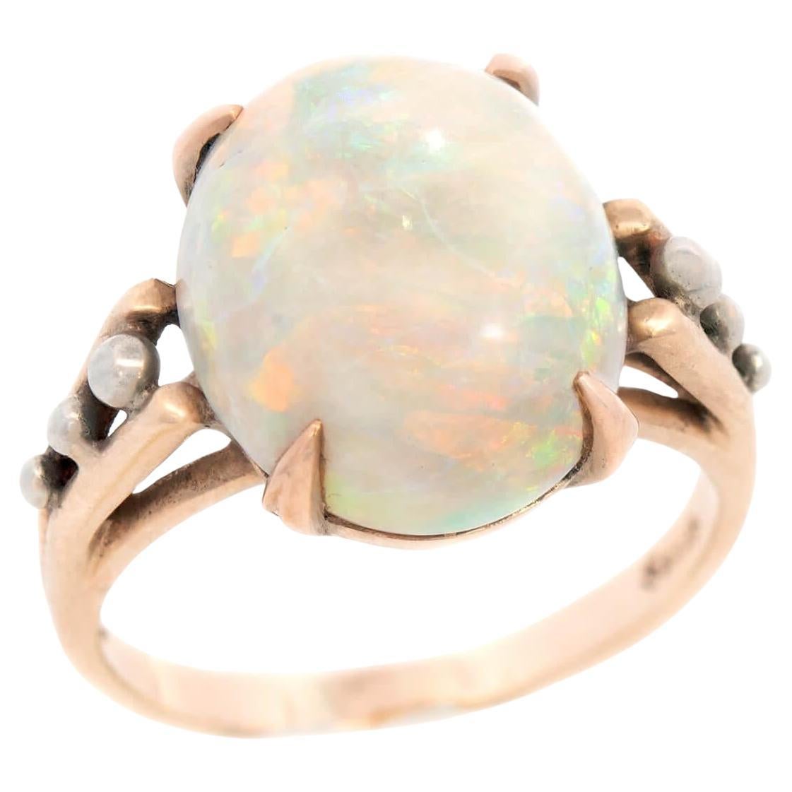F & F FELGER Inc. Art Nouveau 14k Bague Opale en Métal Mixte en vente
