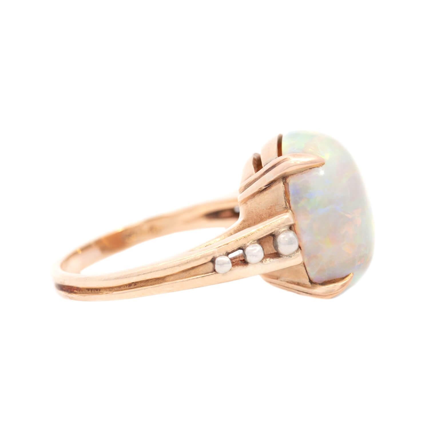 Art nouveau F & F FELGER Inc. Art Nouveau 14k Bague Opale en Métal Mixte en vente