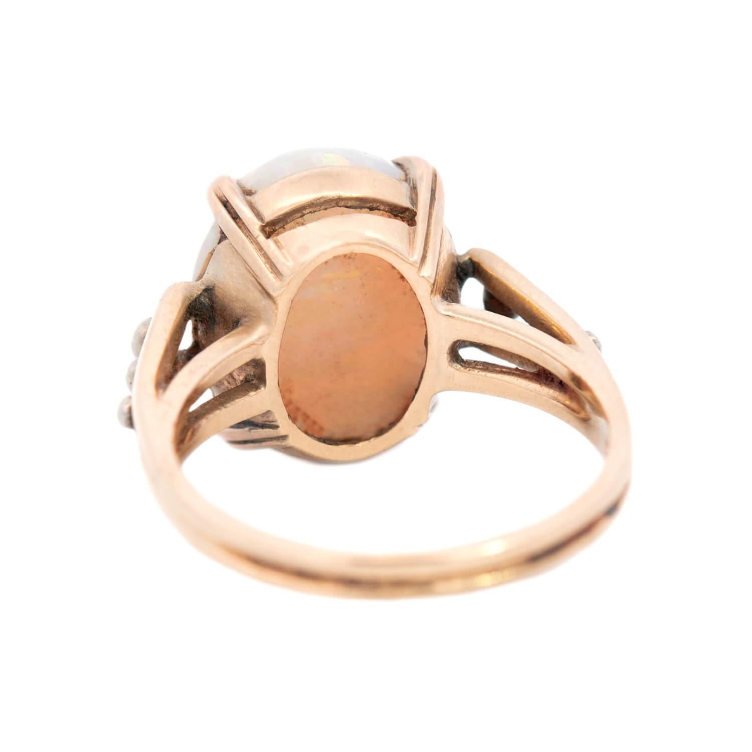 F & F FELGER Inc. Art Nouveau 14k Bague Opale en Métal Mixte Bon état - En vente à Narberth, PA