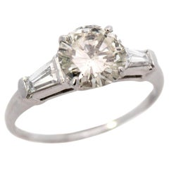 Retro Platinum Diamond Three Stone Engagement Ring 1.13ct