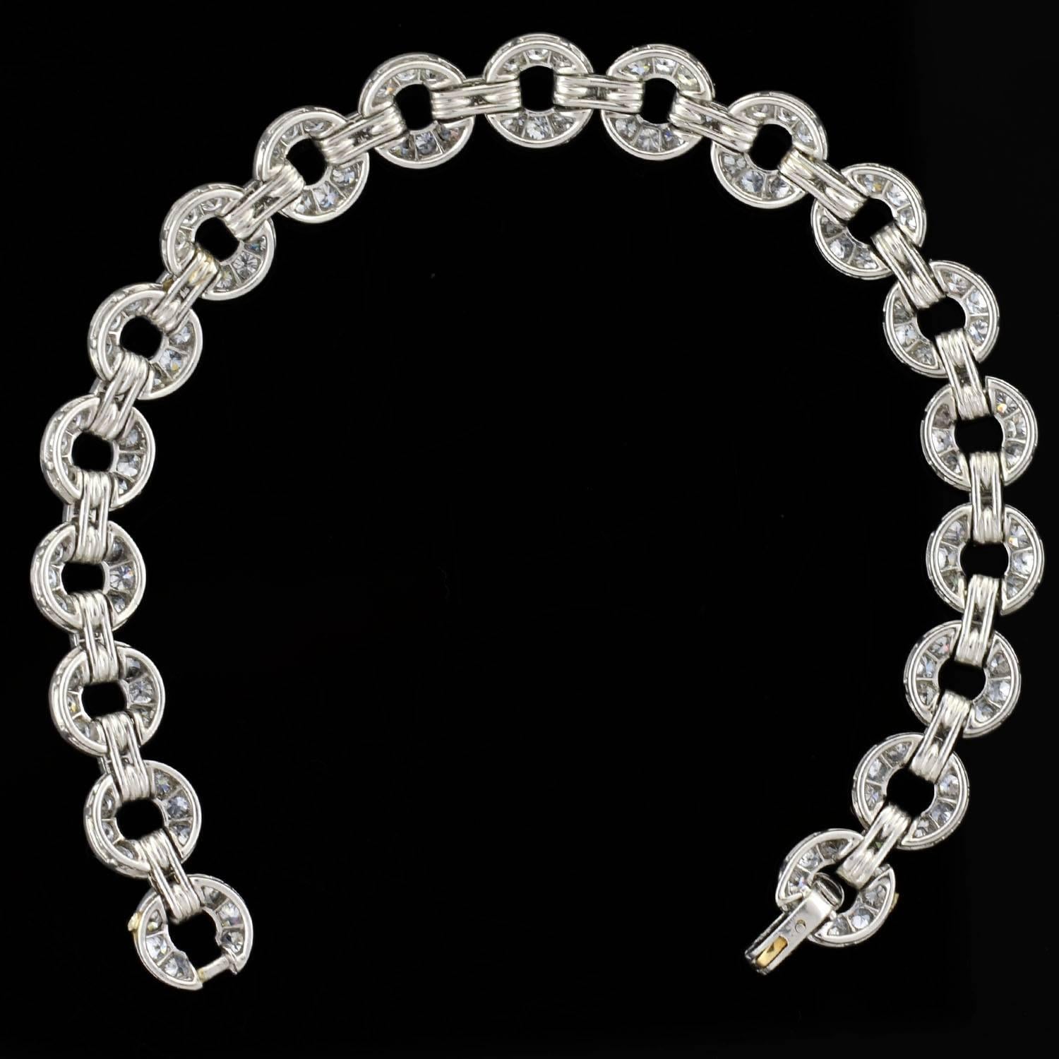 Art Deco Diamond Platinum Encrusted Circle Link Bracelet 4