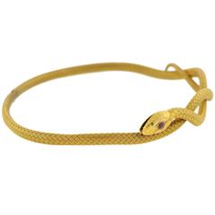 Victorian Gemstone Woven Gold Snake Choker Necklace