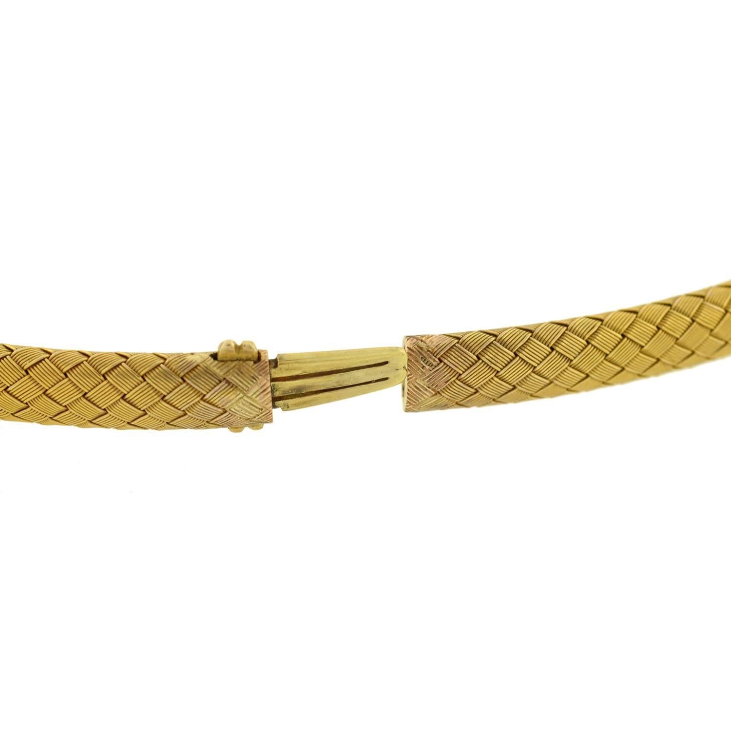 Victorian Gemstone Woven Gold Snake Choker Necklace 1