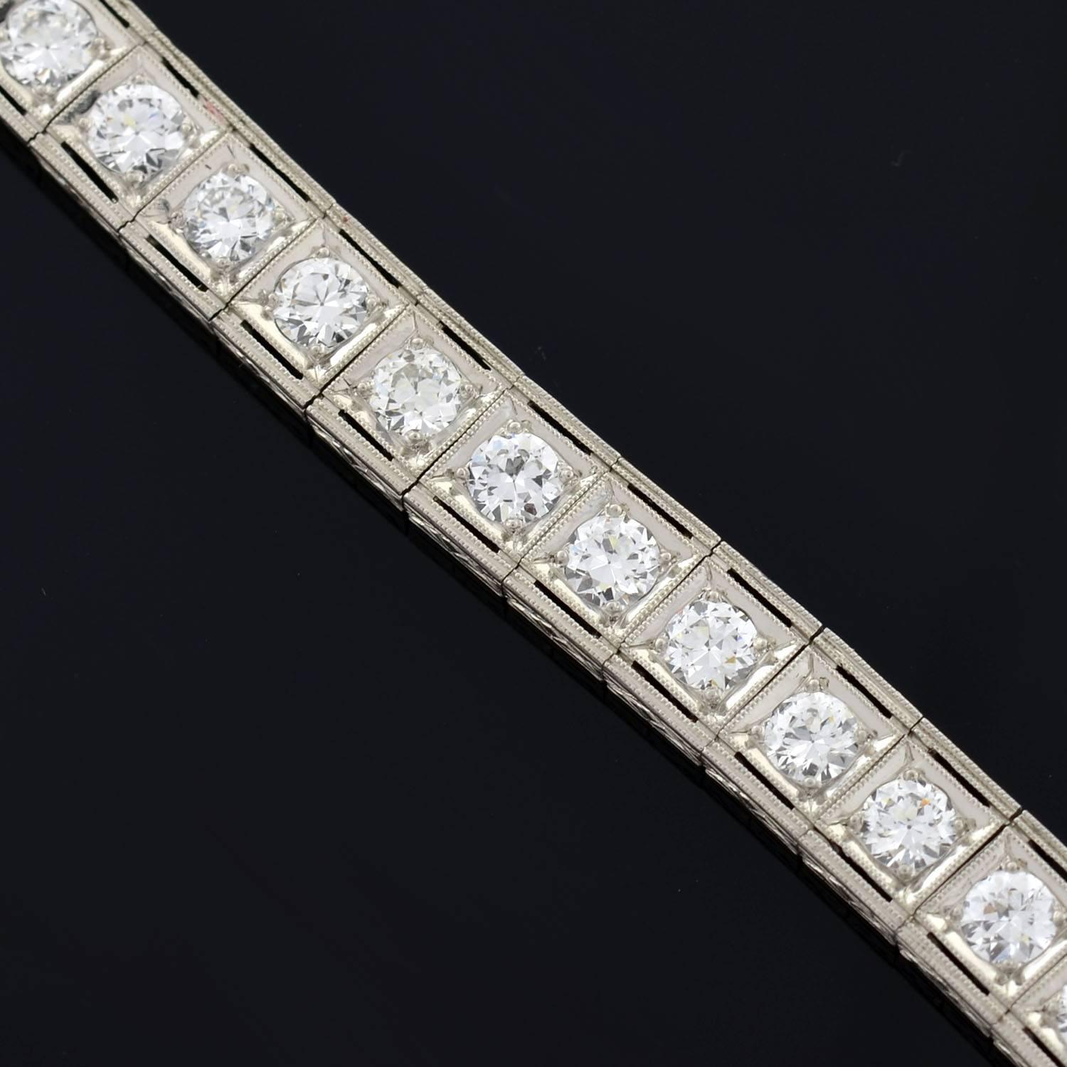 Art Deco Diamond Platinum Line Bracelet  1
