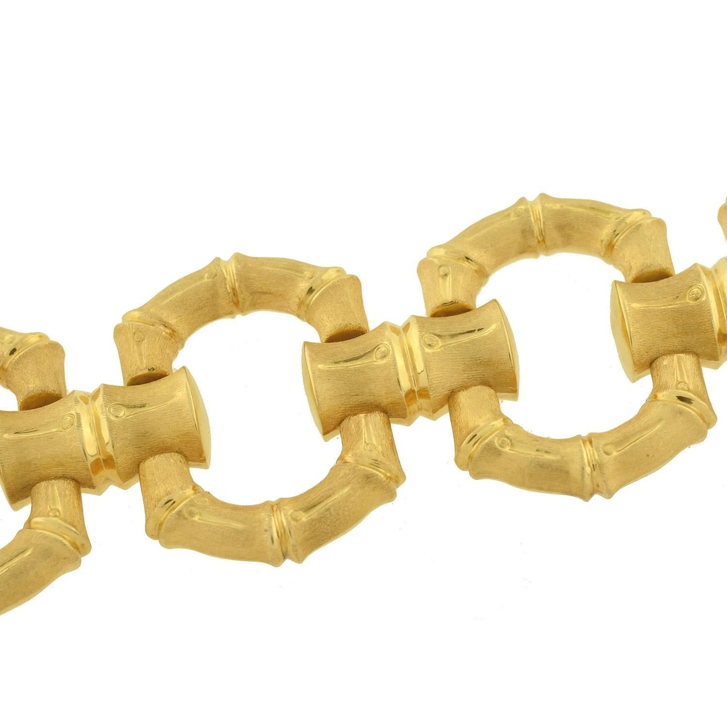 Contemporary Reversible Bamboo Gold Link Bracelet  In Excellent Condition In Narberth, PA