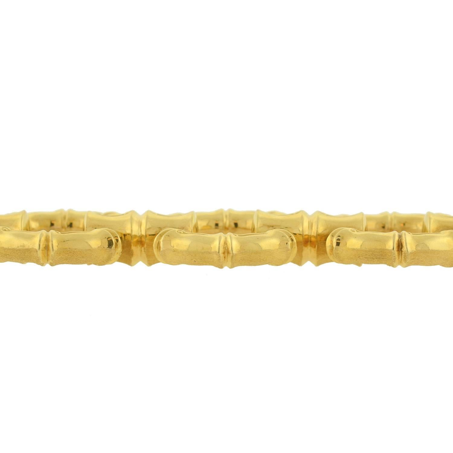 Contemporary Reversible Bamboo Gold Link Bracelet  1