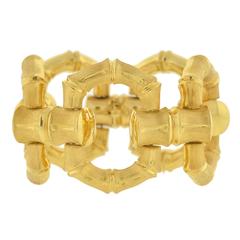 Contemporary Reversible Bamboo Gold Link Bracelet 