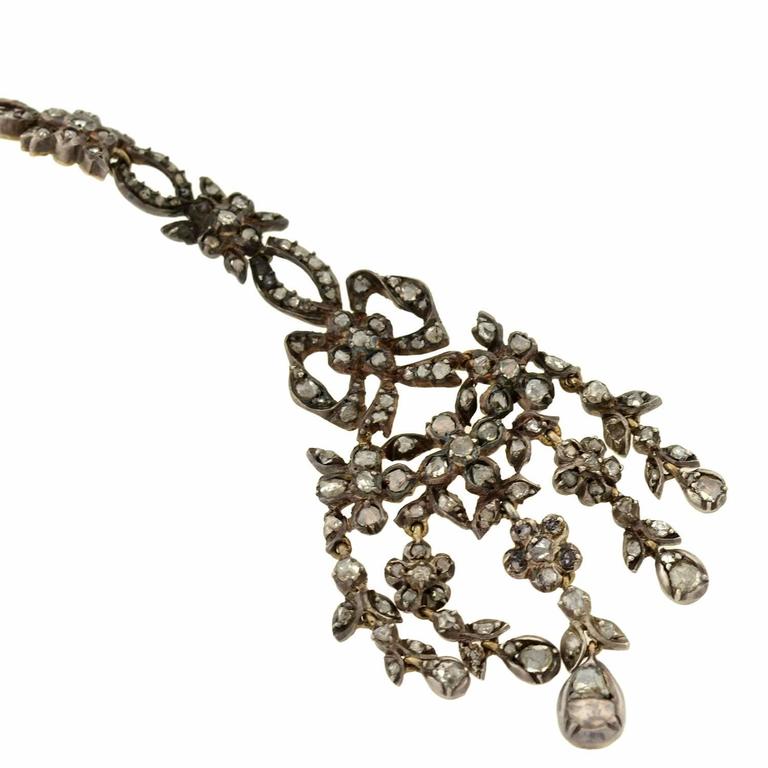 Women's Georgian Drippy Rose Cut Diamond Earrings For Sale