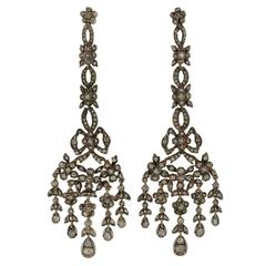 Georgian Drippy Rose Cut Diamond Earrings 4