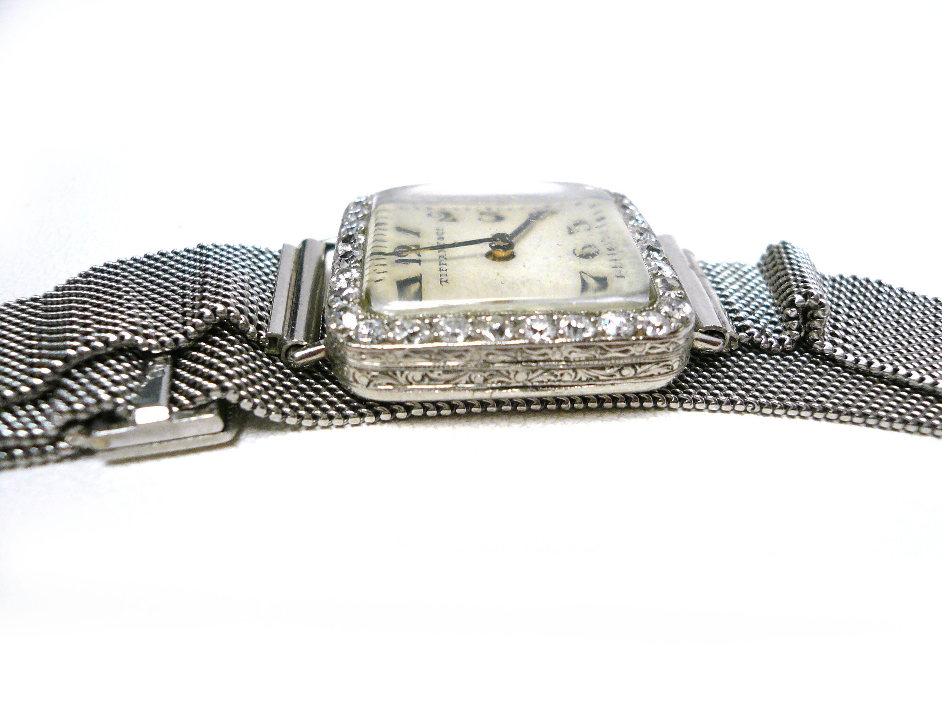 Women's Tiffany & Co. Lady's Platinum Diamond Bracelet Wristwatch 