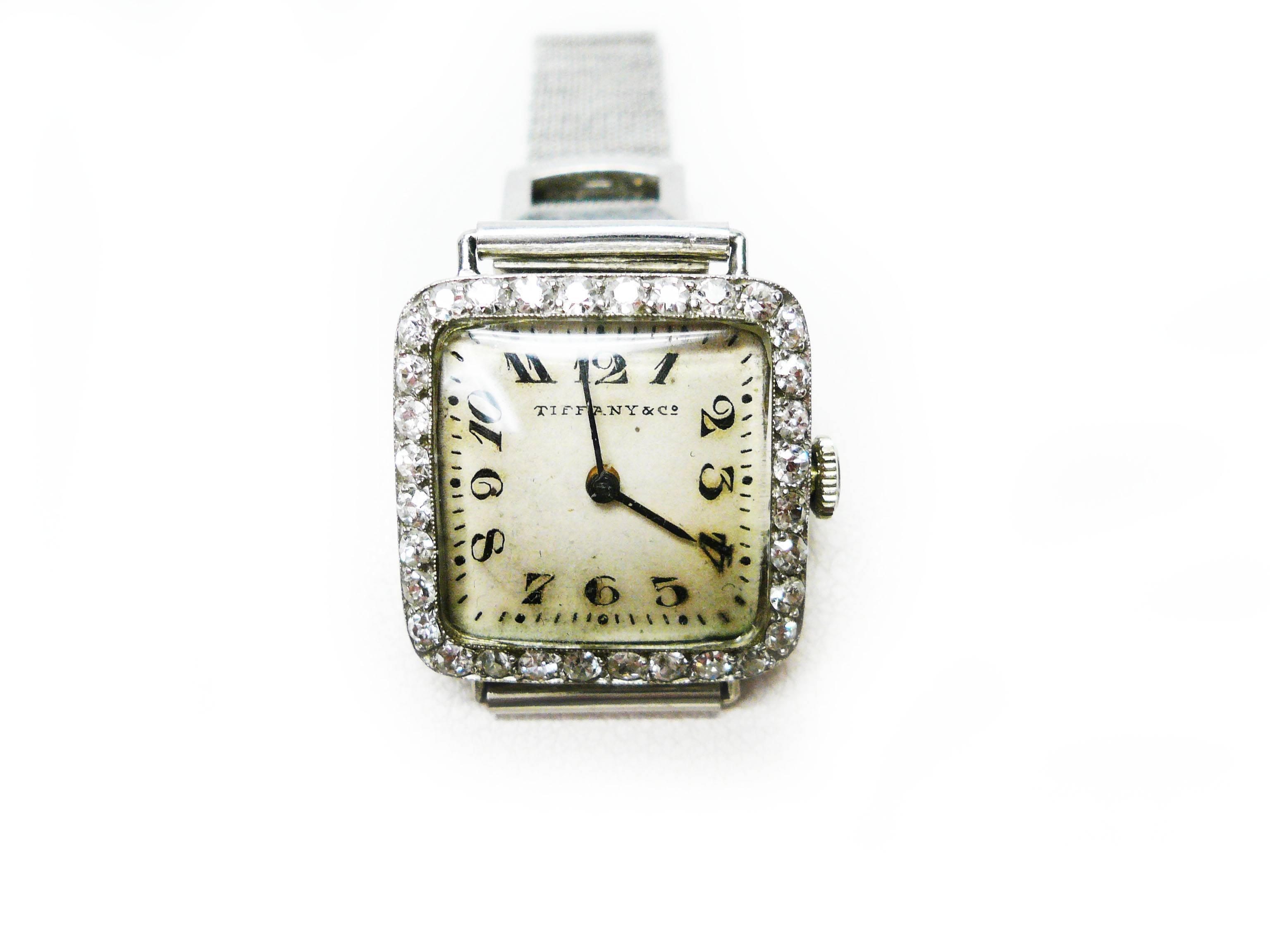Tiffany & Co. Lady's Platinum Diamond Bracelet Wristwatch  1