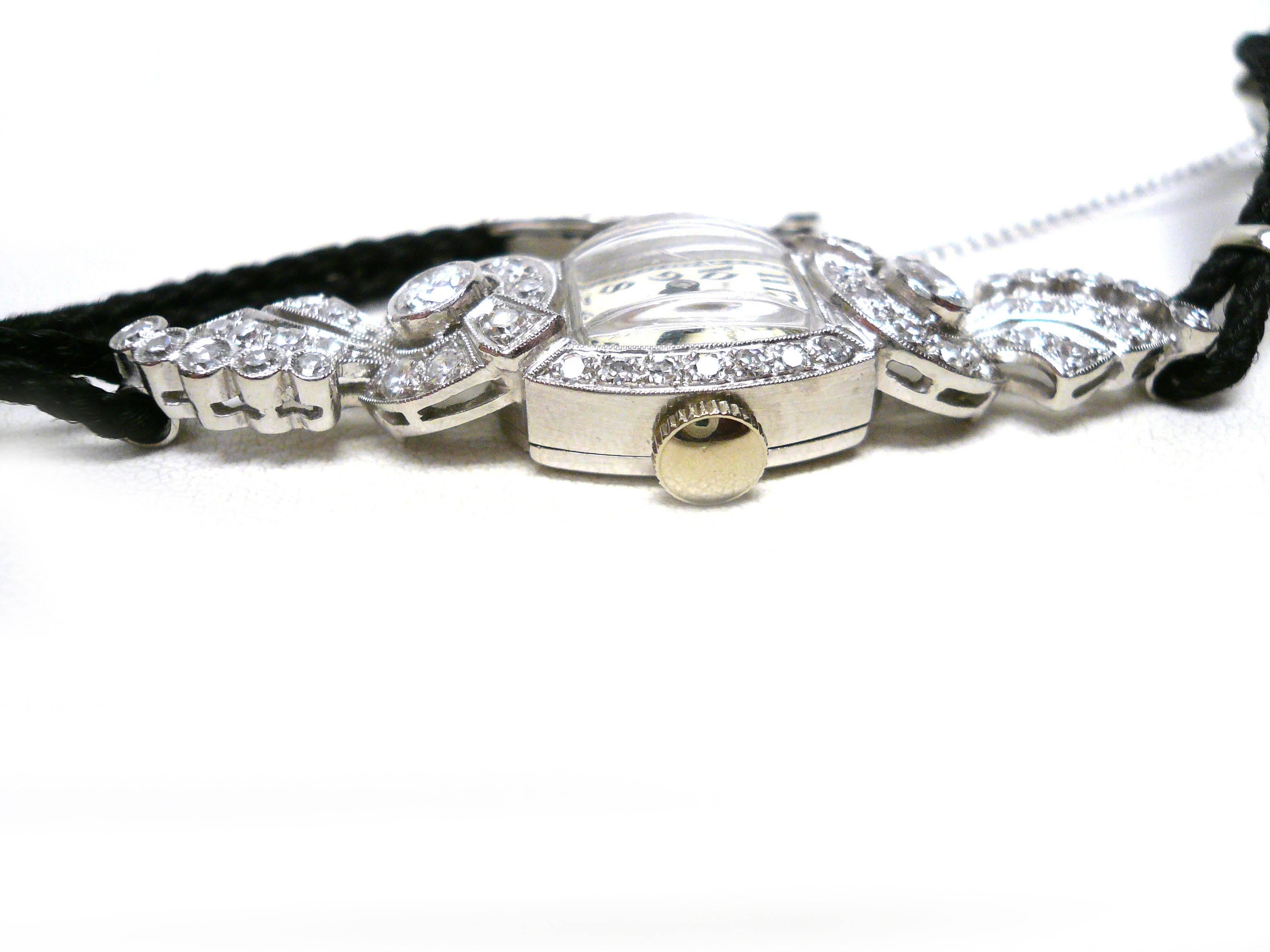 Hamilton Lady's Platinum Diamond Dress Wristwatch 2