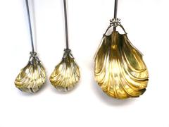 Late Victorian Wood & Hughes Sterling Ladle Set Lady and Leaf Pattern