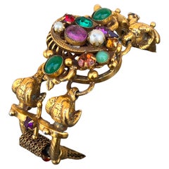 Vintage  Bracciale Statement Head Rams e Cabs in vetro