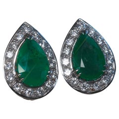 GIA Emerald Platinum Earrings Diamond Vintage Certified Natural Fine 10.42 Cts!