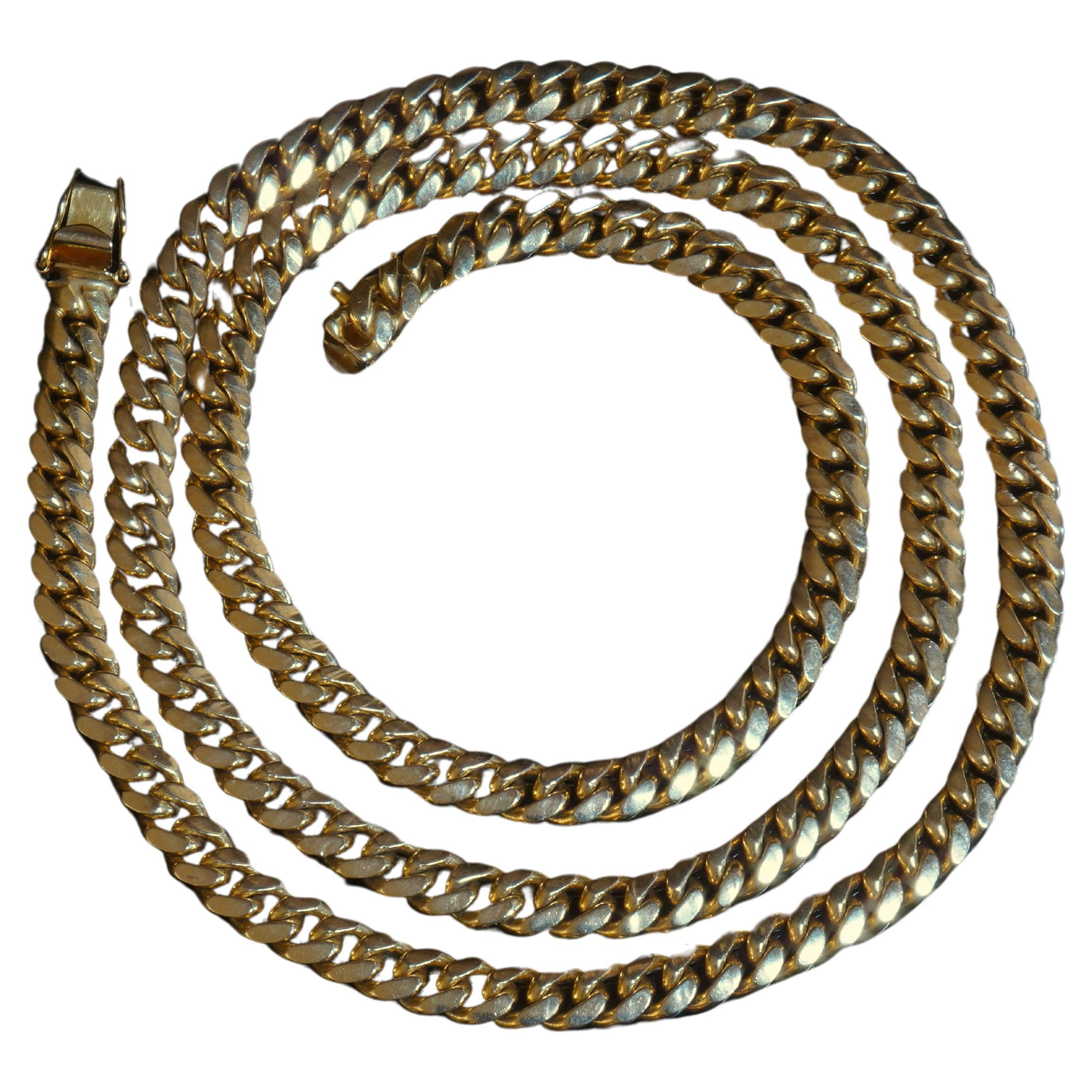 14K Necklace Vintage Solid Yellow Gold Cuban Link Chain 20.5" Heavy 33.1 Grams ! en vente