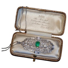 18K Emerald Colombian Diamond Pendant Antique GIA Cert Victorian VS Old Mine!