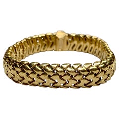 Vintage Tiffany & Co 18K Yellow Gold Basket Weave Bracelet 1995