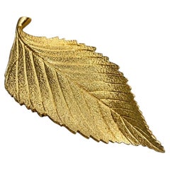 Vintage Tiffany & Co 18K Textured Leaf Brooch