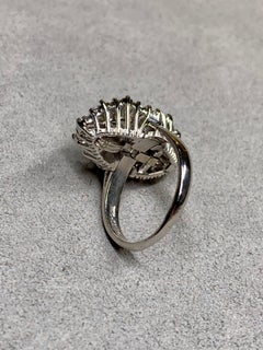 Vintage Platinum Marquise Baguette Diamond Ballerina Cocktail Ring By Palais NY